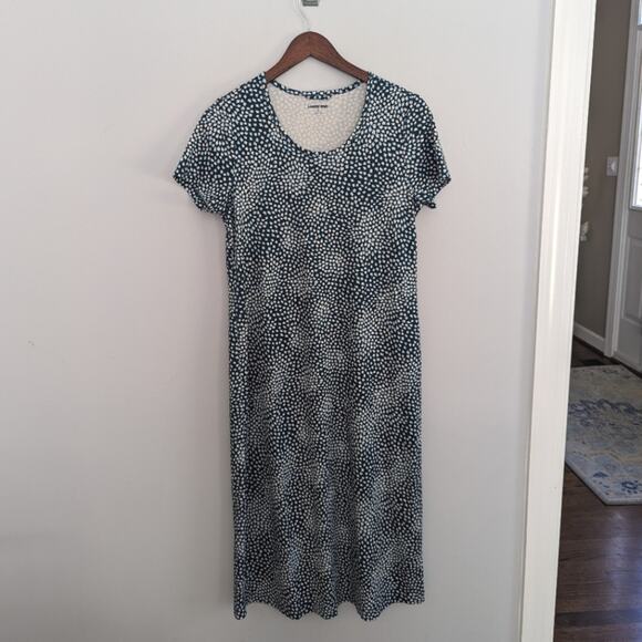 Women's Land's End Turquoise Floral Heart Midi Maxi Dress Small 6 - 8 - Picture 1 of 8